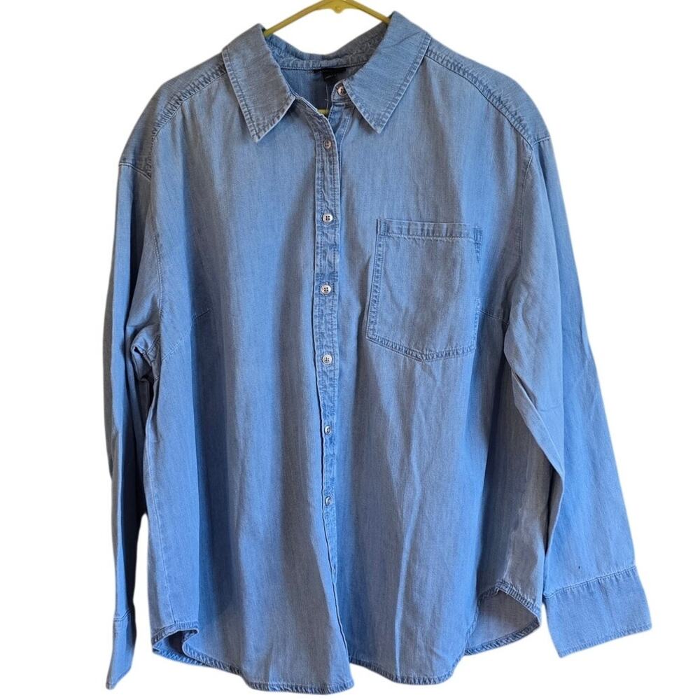 torrid denim relaxed tunic button down shirt size 1x nwt